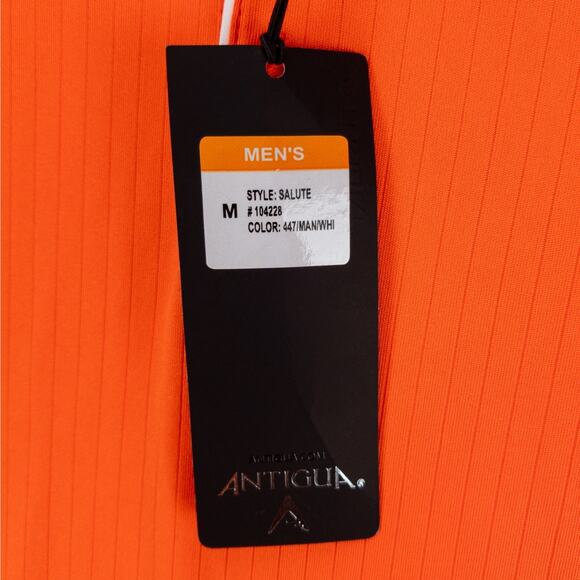 Orange Golf Polo White Contrast Men’s Medium Moisture Wicking Quick Dry Antigua - Picture 7 of 12